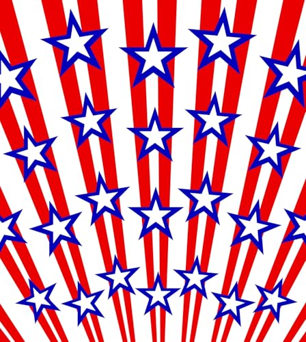 Red, White & Blue Star & Stripe Pattern Edible Image Photo Cake Topper For Quarter Sheet Cake