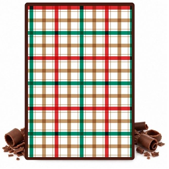 Red Green and Cream Christmas Plaid Edible Chocolate Transfer Sheet for Chocolate Covered Strawberries and Bark, 1 Count