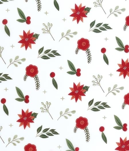 Holiday Botanical Poinsettia Holly Christmas Pattern Edible Image Photo Cake Topper For Quarter Sheet Cake