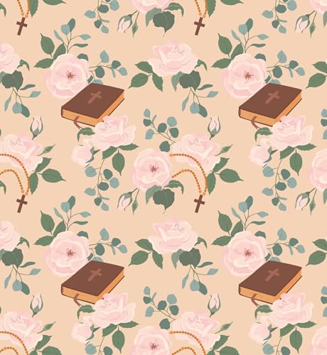 Rose & Bible with Tan Background Pattern Edible Image Photo Cake Topper For Quarter Sheet Cake