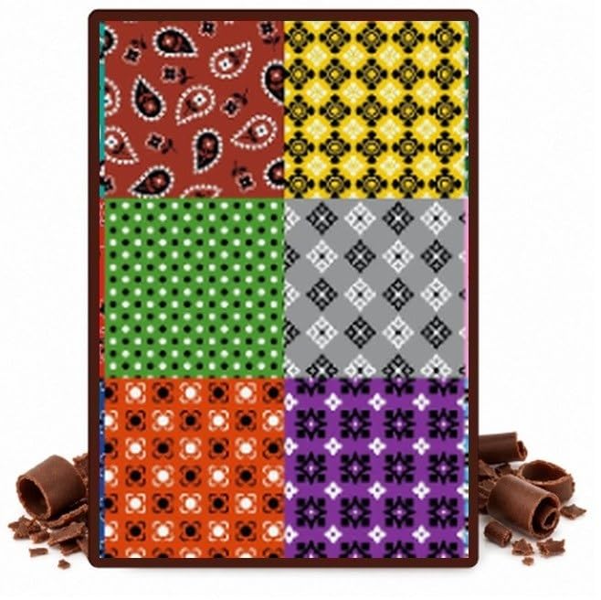 Colorful Bandana Patchwork Edible Chocolate Transfer Sheet for Chocolate Covered Strawberries and Bark, 1 Count