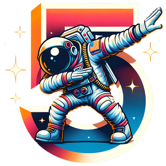 Happy Birthday 5 Year Old Astronaut Theme Edible Image Cake Topper for Quarter Sheet Cake, by Tnct. (1 Count)