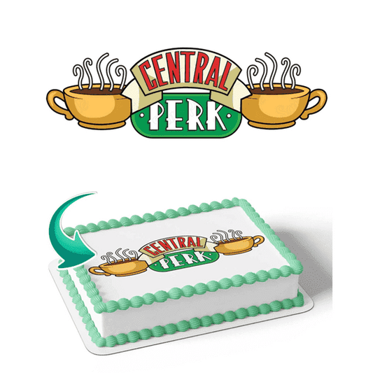 6" Pre-Cut Round Central Perk Birthday Edible Image Cake Topper By TNCT