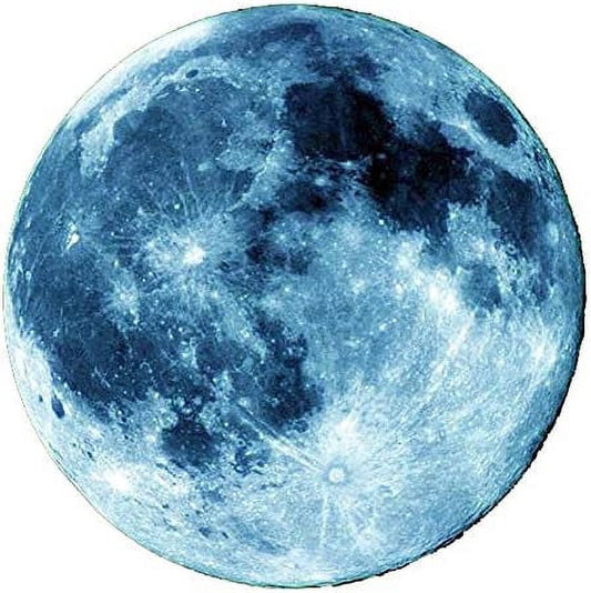 6" Pre-Cut Round Real Blue Moon Galaxy Stars Themed Birthday Edible Image Cake Topper By TNCT