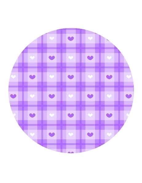 Purple & White Hearts with Plaid Edible Image Cake Topper, by TNCT