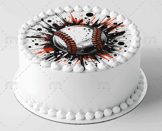 6" Round Baseball Theme Edible Image Cake Topper, by Tnct. (1 Count)