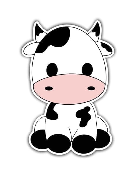Cute Black & White Dairy Cow Birthday Edible Icing Image Cake topper, by Tnct.