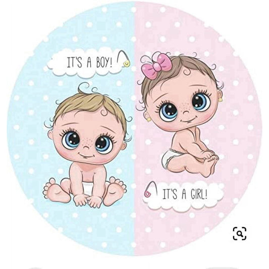 Its a Boy its a Girl Gender Reveal Edible Icing Image Cake topper, by Tnct.
