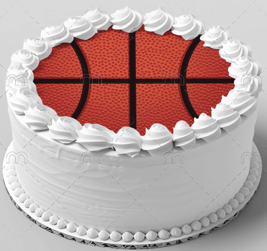 6" Round Pre-Cut Basketball Edible Image Cake Topper, by Tnct. (1 Count)