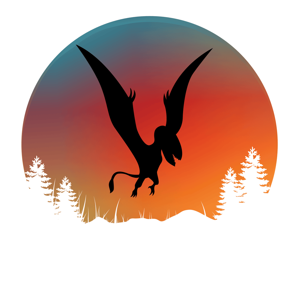 6" Round Pre-Cut Black Silhouette Of A Pterodactyl Flying Dinosaur Party Theme Photo Edible Image Cake Topper