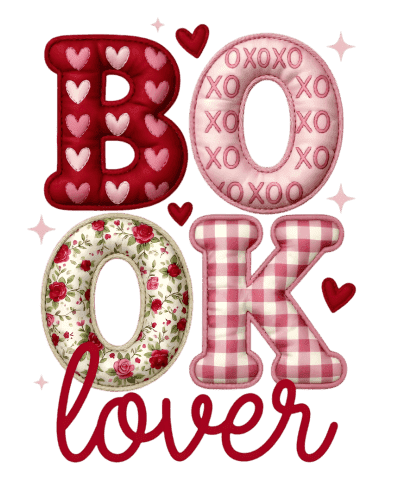 Book Lover Pink & Red Hearts & Plaid Themed Birthday Edible Icing Image Cake topper, by Tnct.
