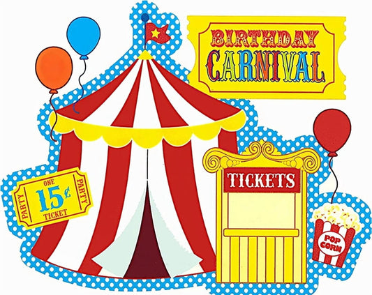 Carnival Birthday Edible Icing Image Cake topper, by Tnct.