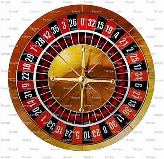Casino Roulette Wheel Birthday Edible Icing Image Cake topper, by Tnct.