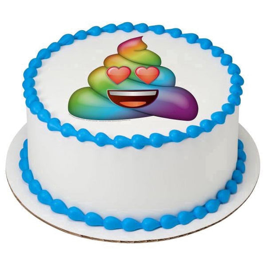 Emoji Rainbow Love Poo Heart Eyes Birthday Edible Icing Image Cake topper, by Tnct.
