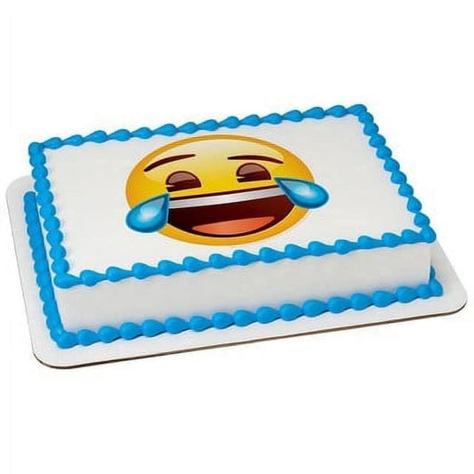 6" Round Pre-Cut Emoji Tears of Joy Edible Image Cake Topper by Tnct.