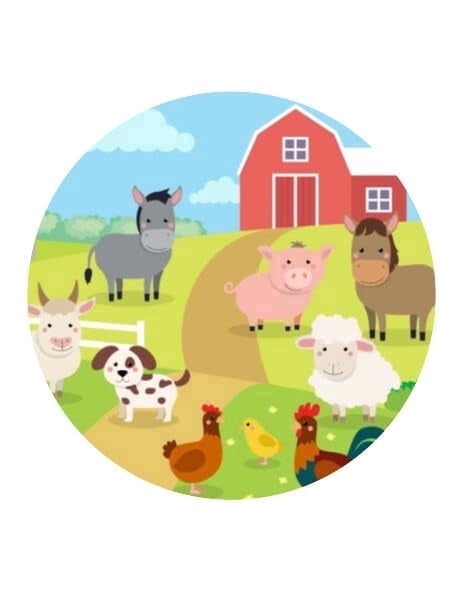 Farm Animal Barnyard Theme Birthday Edible Icing Image Cake topper, by Tnct.