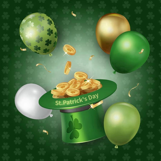 Happy St.Pattys Day & Leprechaun Hat Filled with Gold Edible Icing Image Cake topper, by Tnct.
