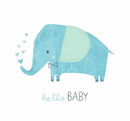 Hello Baby Blue Elephant with Bowtie Edible Icing Image Cake Topper, by TNCT