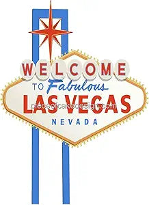TNCT 6" Round Las Vegas Sign Edible Image Cake Topper