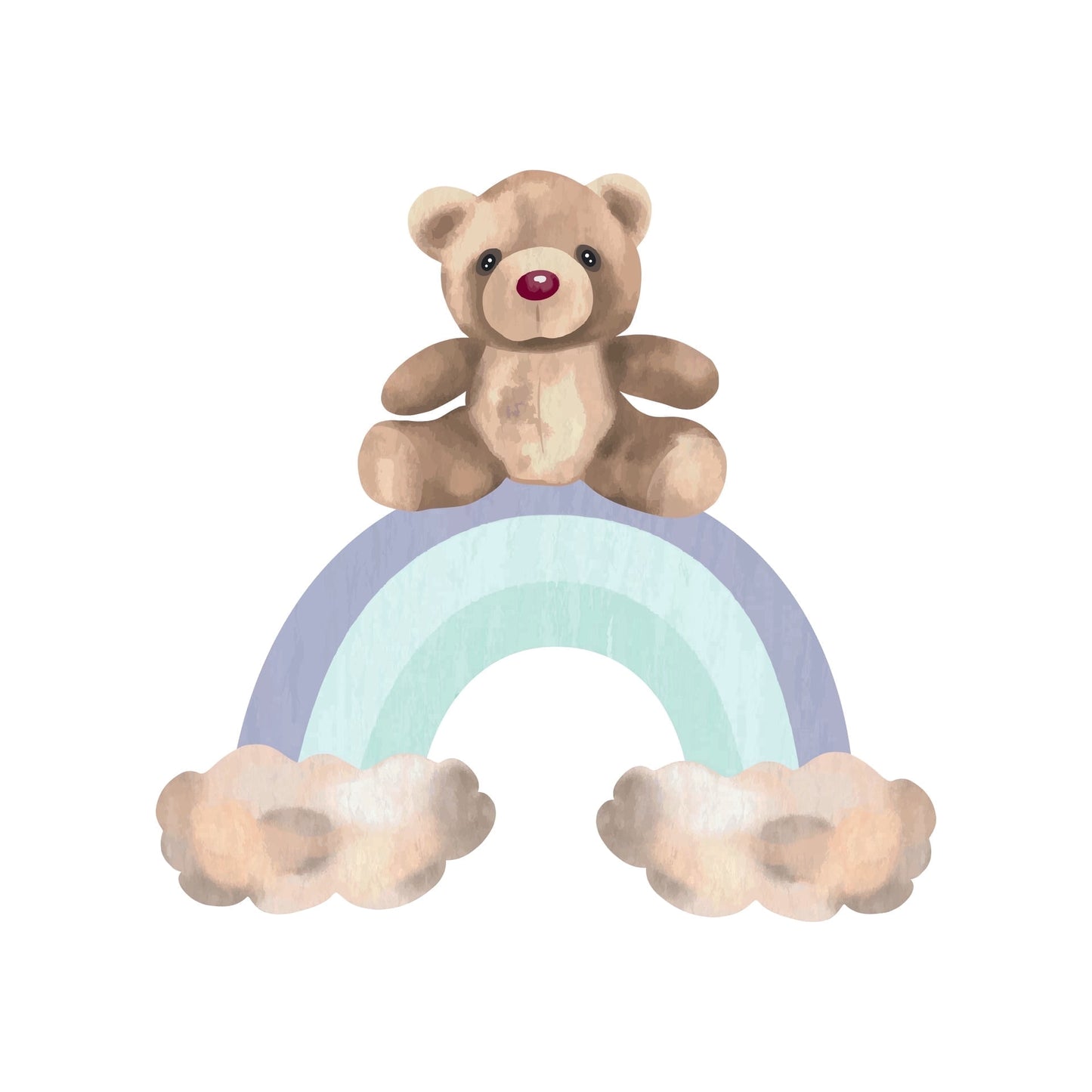 Baby Teddy Bear Rainbow Birthday Celebration Baby Shower Edible Icing Image Cake Topper, by TNCT