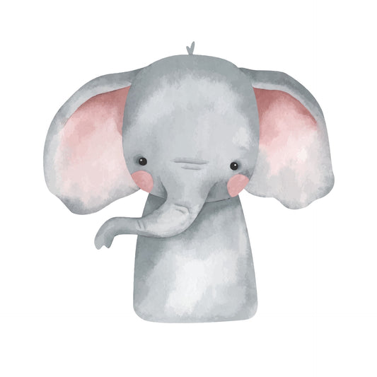 Watercolor Cute Baby Elephant Edible Icing Image Cake topper, by Tnct.