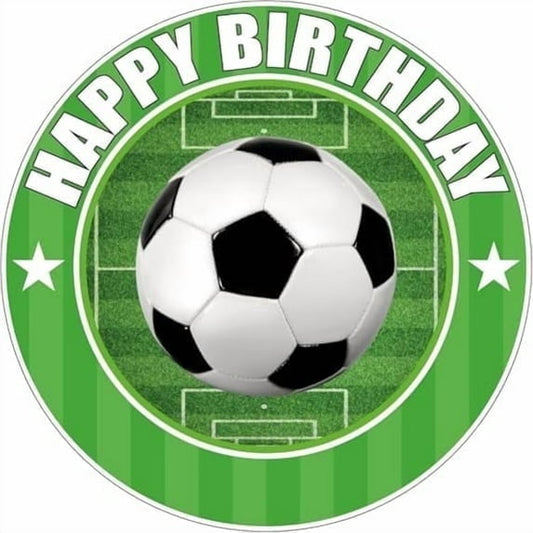 Soccer Ball Theme Happy Birthday Edible Icing Image Cake topper, by Tnct.