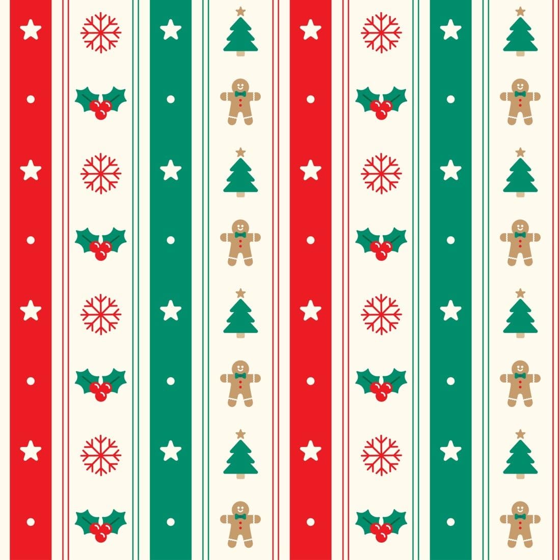 Christmas Icons in Red Green and Cream Stripes Edible Chocolate Transfer Sheet for Chocolate Covered Strawberries and Bark, 1 Count