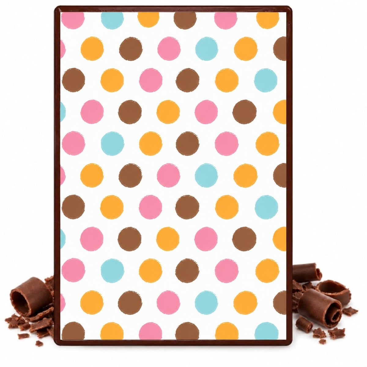 Multicolor Polka Dots on White Edible Cocoa Butter Transfer Sheet for Chocolate Treats, 1 Count