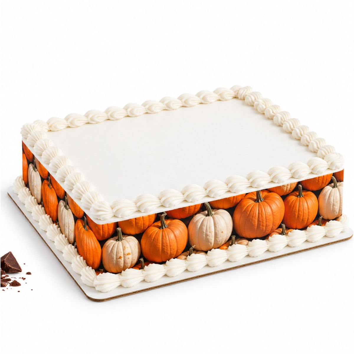 Orange and White Pumpkins Edible Image Cake Border Strips, by Party Poppin Cake Toppin. (1 Count)