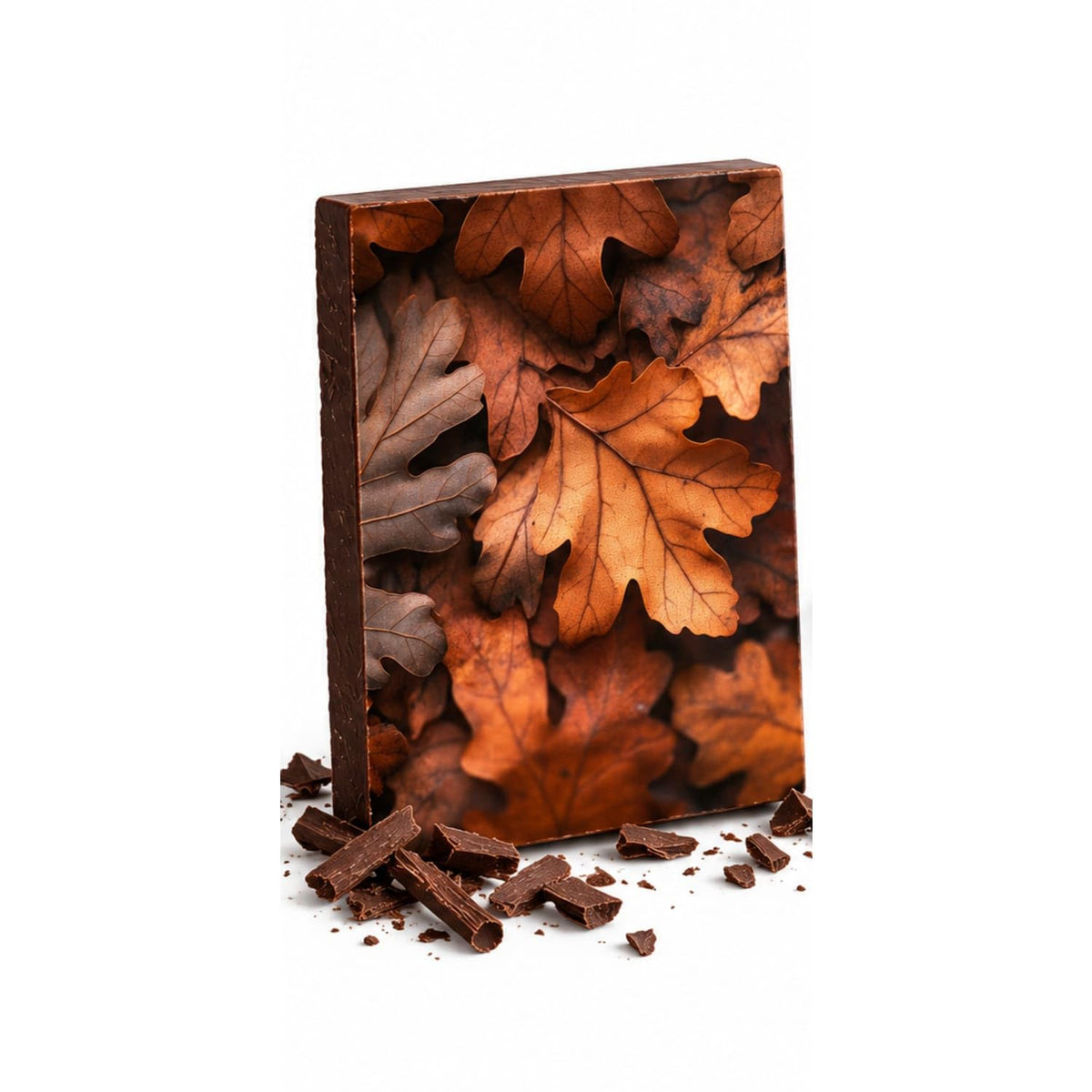 Brown Fallen Autumn Leaves Closeup Edible Chocolate Transfer Sheet for Chocolate Treats, 1 Count