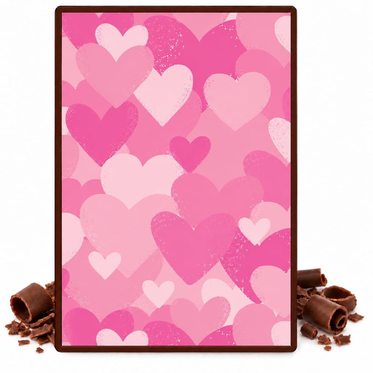 Layered Pink Hearts Pattern Edible Chocolate Transfer Sheet, by Party Poppin Cake Toppin. (1 Count)