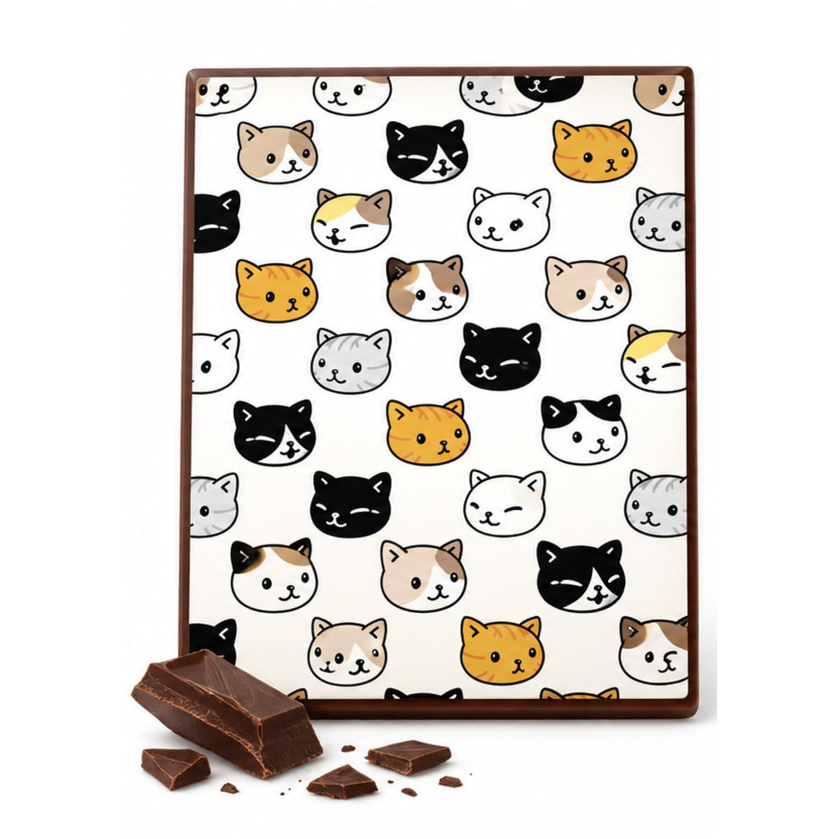 Calico Cat Faces Edible Chocolate Transfer Sheet for Chocolate Treats, 1 Count