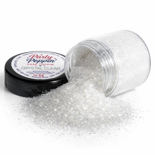 Party Poppin Cake Toppin Really Edible Glitter™ – Food Grade Edible Glitter for Cakes, Cupcakes & Drinks – FDA Compliant, Kosher Certified, Vegan – Crystal Clear – 5 Gram Pot With Tear Drop Lid