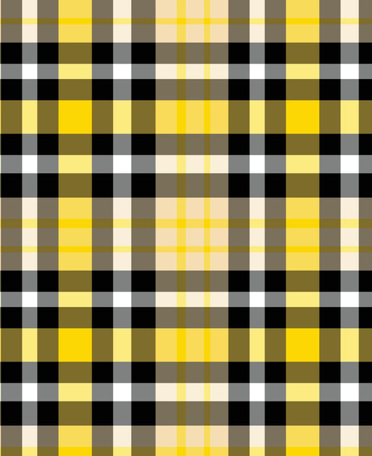 Yellow, Black & White Plaid Pattern On Edible Image Chocolate Transfer Sheet. Apply To Your Custom Chocolate Treats