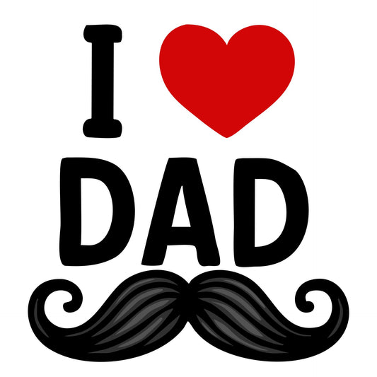 I Love Dad with Mustache Design Edible Image Photo Cake Topper For Quarter Sheet Cake