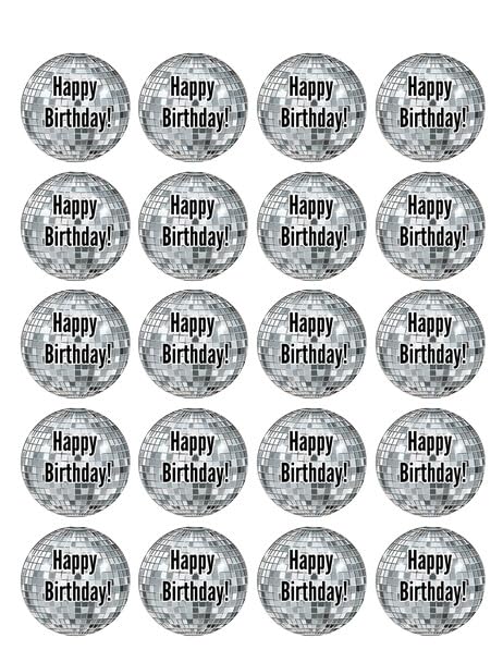 1.875" Pre-Cut Round Bday Disco Ball Edible Images!