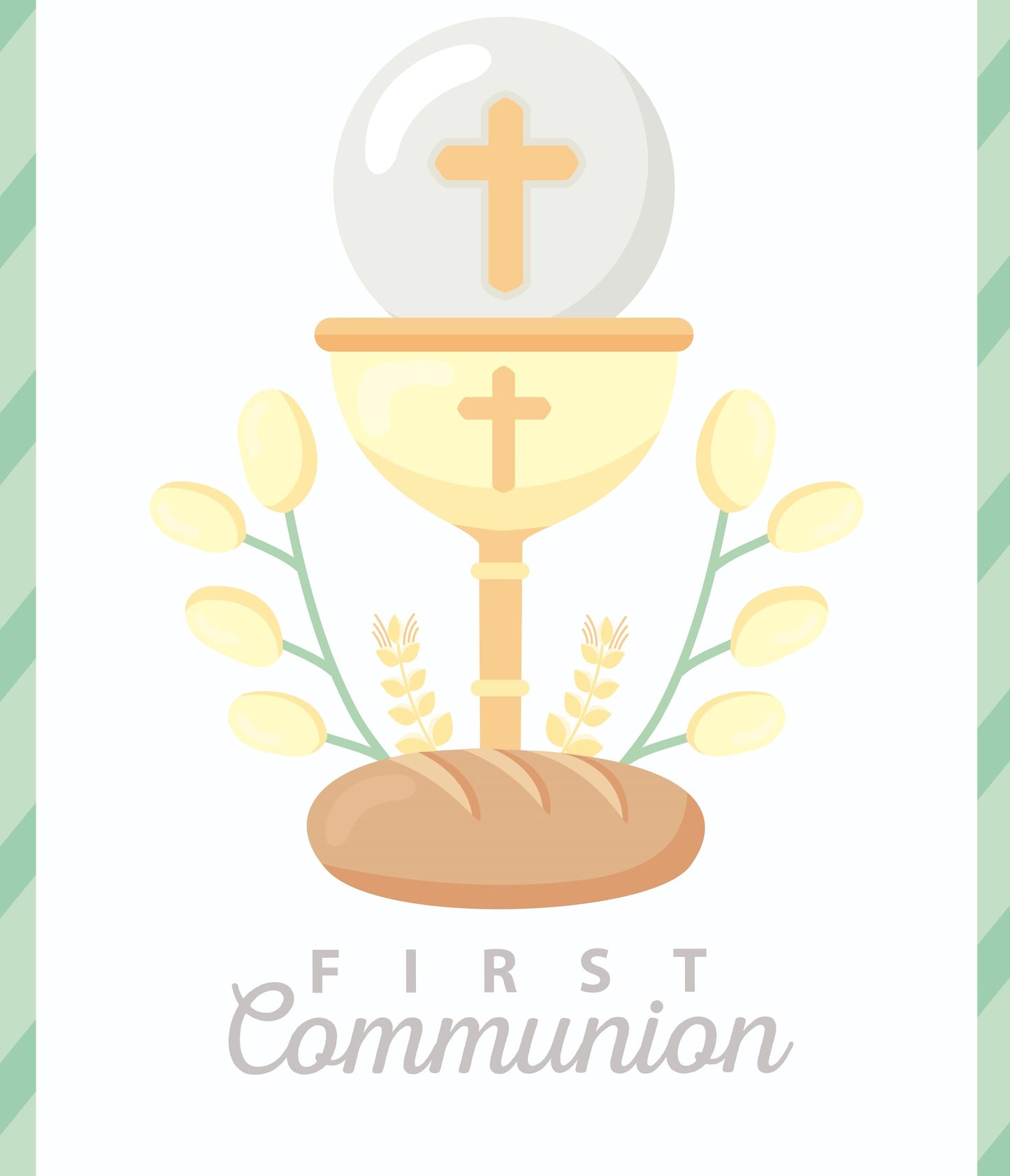 First Communion Design Edible Image Photo Cake Topper For Quarter Sheet Cake