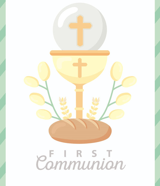 First Communion Design Edible Image Photo Cake Topper For Quarter Sheet Cake