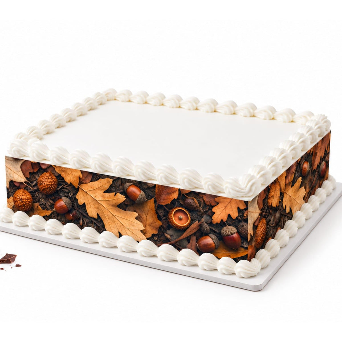 Oak Leaves and Acorns on Forest Floor Edible Image Cake Border Strips, by Party Poppin Cake Toppin. (1 Count)