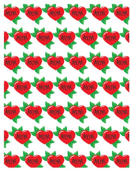 Red Heart with Mom & Leaves Tattoo Pattern On Edible Image Chocolate Transfer Sheet. Apply To Your Custom Chocolate Treats