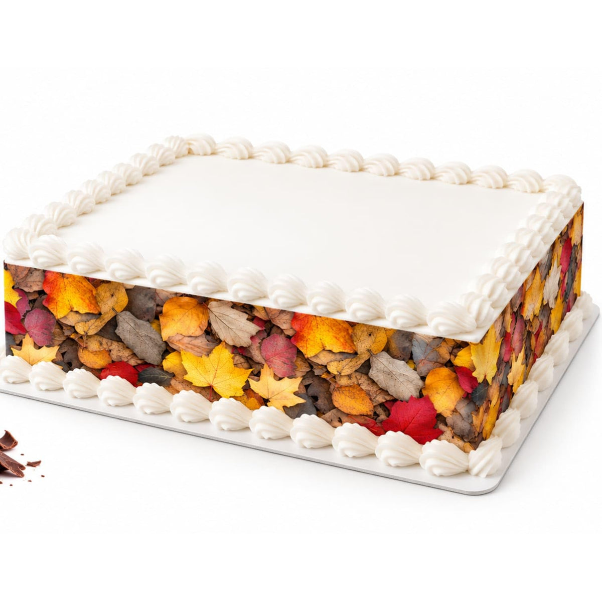 Mixed Yellow Red and Brown Autumn Leaves Edible Image Cake Border Strips, by Party Poppin Cake Toppin. (1 Count)