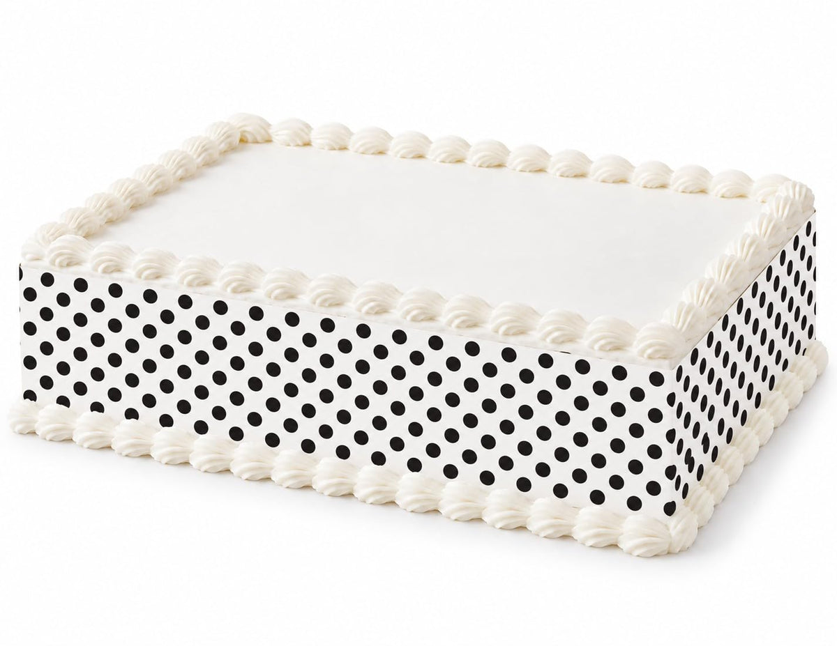 Small Black Polka Dots Edible Image Cake Border Strips, by Party Poppin Cake Toppin. (1 Count)