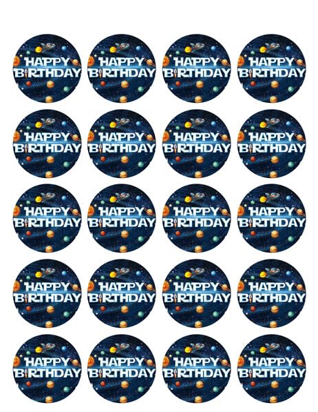 1.875" Pre-Cut Round Galaxy Theme Edible Image Cupcake Toppers