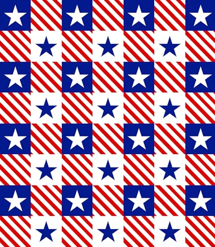 Red, White & Blue Checkered Patriotic Stars Pattern Edible Image Photo Cake Border Strips 3 Pre Cut Strips Per Sheet 2.6″ x 10.5"