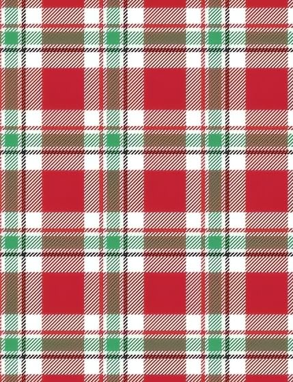 Red, Green, Brown & White Plaid Pattern Edible Image Photo Cake Topper For Half Sheet Cake