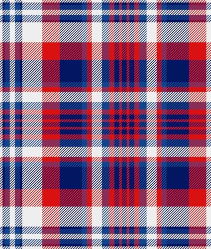Red, White & Blue Tartan Plaid Pattern On Edible Image Chocolate Transfer Sheet. Apply To Your Custom Chocolate Treats