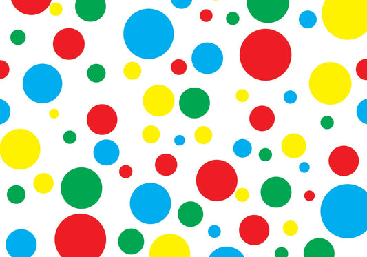 Circus Themed Red, Yellow, Blue & Geen Polka Dot Pattern On Edible Image Chocolate Transfer Sheet. Apply To Your Custom Chocolate Treats