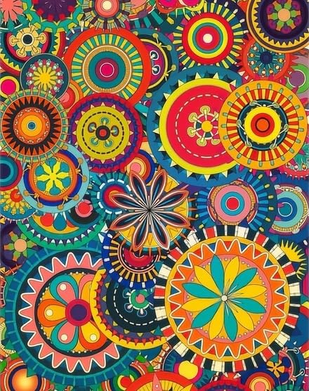 Colorful Kaleidoscope Circular Pattern Edible Image Photo Cake Topper For Quarter Sheet Cake