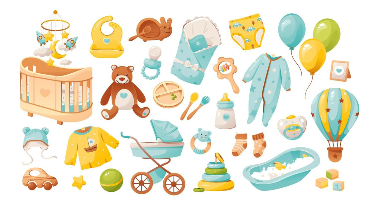 Watercolor Baby Clothes Toys and Nursery Collection Edible Chocolate Transfer Sheet, by Party Poppin Cake Toppin. (1 Count)