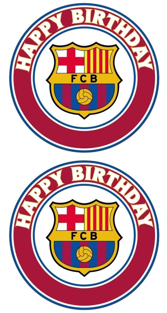 5" Round Pre-Cut Barcelona Happy Birthday Design Edible Image Photo Cake/Cookie Topper - (2 On One Sheet As Shown) By TNCT